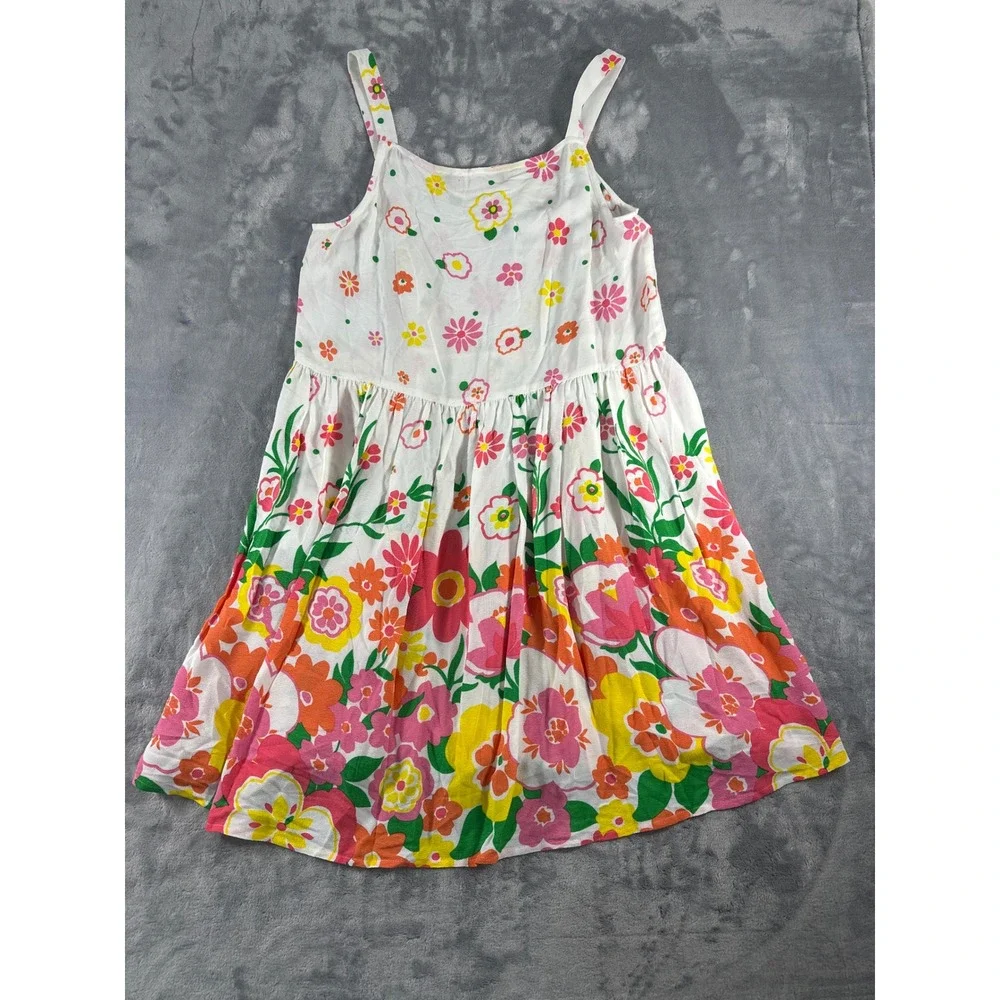 Mister Zimi Womens Floral Sleeveless Mini Dress White Pink Yellow Size 14